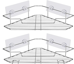 Bathroom Tripod Shelves Wall Mounted No Drilling Self Adhesive Kitchen Corner Racks Shower Caddy Corner Storage Shelf