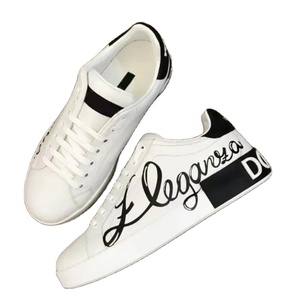Zapatillas de Diseño de Marca de Lujo Vstreetstyle Dolcegabban Dgs de 1984, Parte Superior de Cuero Vacuno, Entresuela de TPU, para Mujer/Hombre, Blancas, de Caña Baja - Product Image 1