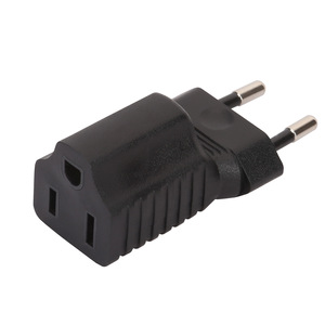 Adaptateur secteur noir EU vers US prise Euro vers convertisseur NEMA 5-15R 2 broches rondes vers prise femelle 3 broches 10A 250V - Product Image 2