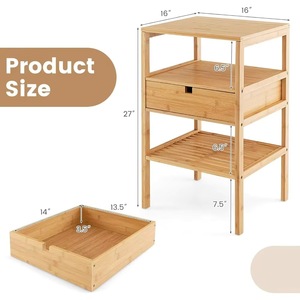 Muebles de dormitorio multifuncionales modernos minimalistas de madera y bambú, mesita de noche, estante de almacenamiento lateral para sofá - Product Image 2