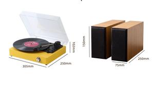 Tourne-disque <span class=keywords><strong>vintage</strong></span> rétro d'usine 3 vitesses avec haut-parleurs d'étagère en bois pour audio Bluetooth et entrée AUX - Product Image 6