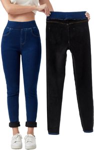 Women's Denim <strong>Lined</strong> Thermal Flannel Tummy Control High Waisted Skinny <strong>Jeans</strong> Simple Woven Autumn Machine Wash Imported - Product Image 6