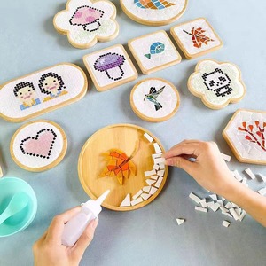 Bamboo <b>Mosaic</b> Coaster Base Round With Grooves For Craft Decoration Kids DIY Project Bamboo Wood Art Supply - Product Image 3