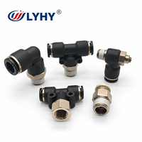 LYHY Factory Direct Sale Easy Install Crush Fall Resistant Side Tee PTF Threaded Air Vacuum PU PA Tube Pneumatic Parts Fittings