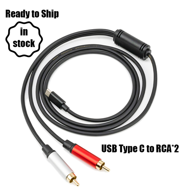 Yinyu DC005K USB Type C to 2 RCA Stereo Audio Cable OFC Shielded Low Noise for Smartphone Tablet to Amplifier Speaker System