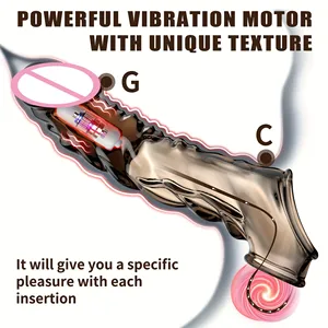 Neu: Kristallspitzen-Penis-Sleeve mit Vibration – Verlängernd und Verdickend für Männer - Product Image 2