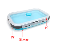 Accessoires de cuisine HYRI, rangement domestique, boîte à lunch pliable en silicone écologique carrée, ensemble de 4 pièces, contenants alimentaires modernes 3-6L