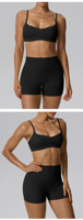 Ensemble de sport et yoga respirant le plus vendu : Soutien-gorge de sport uni et short de yoga trois-quarts effet fessier galbé BB202+62423