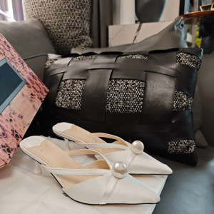Jimmy - Mules de Tacón de Aguja con Punta y Decoración de Perlas para Mujer, Elegantes y sin Talón, Ideales para Citas Nocturnas y Fiestas - Product Image 1