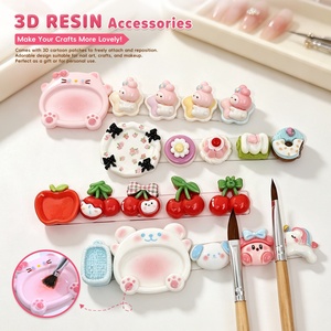Soporte de Plástico de Resina para Pinceles de Uñas con Diseño de Gato, Plato Multifuncional Cuadrado para Lavar Pinceles y Paletas de Uñas - Product Image 1