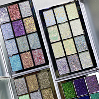 Palette de fards à paupières en poudre minérale longue tenue, finition multichromatique, pailletée, lumineuse, métallique, waterproof, personnalisable, marque privée