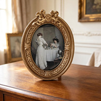Miroir de maquillage vertical sculpté vintage français, cadre photo en résine, ornement de table, cadre photo gaufré, miroir de vanité, décoration intérieure