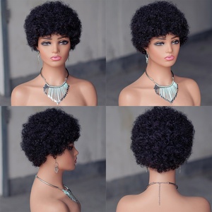 Parrucca Corta Afro Ricci per Capelli Umani, Parrucca Afro con Meccanismo Completo, Ricci Crespi Non-Remy, Disponibile in Più Colori, Stock di Fabbrica - Product Image 3