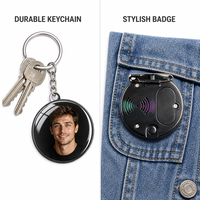 Porte-clés sonore avec lentille transparente, personnalisable avec photo couleur, accessoire rond imprimable