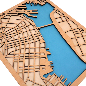 <span class=keywords><strong>Carte</strong></span> de ville en bois découpé au laser, personnalisée, pour la décoration de la maison - Product Image 4
