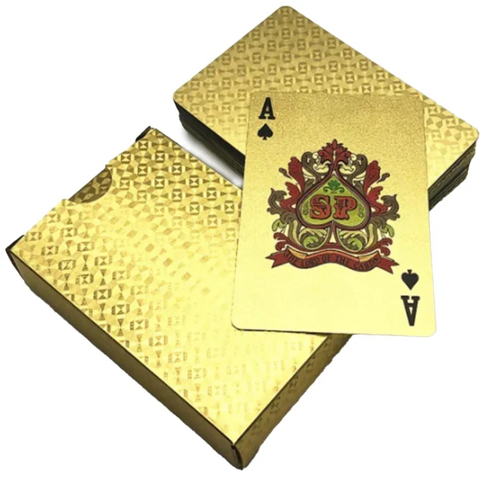 Promotion 24K Or Noir Poker En Plastique Poker Jeu Deck feuille poker sac Magique Étanche carte Cadeau collection jeu de société jeu