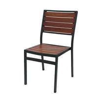 Plastique, bois, aluminium, café-restaurant, chaise avec accoudoir en bois pour l'extérieur