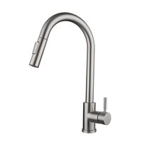 Robinet de cuisine européen moderne à poignée unique avec douchette extractible, en acier inoxydable, finition noire, pour salle de bain, avec valve en céramique