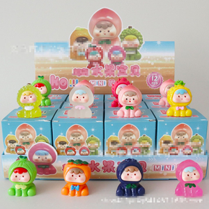Figura de juguete Chibi flocada de caja sorpresa con disfraz de animal con capucha y orejas de conejo, set de caja misteriosa en tonos pastel para decorar escritorio y estantería - Product Image 5