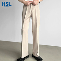Pantalon de costume micro-évasé style coréen pour homme, résistant aux plis, taille haute, idéal pour les trajets quotidiens des hommes
