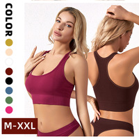 Soutien-gorge sans fil grande taille à maintien élevé pour femme, push-up, en Spandex/Nylon, bretelles non ajustables, motif uni, confortable pour le yoga et le sport