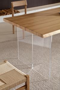 Imbottire impacchi cucina sala da pranzo rettangolo in legno massiccio <span class=keywords><strong>tavolo</strong></span> in legno frassino con <span class=keywords><strong>gambe</strong></span> in acrilico trasparente tavoli da legname - Product Image 3