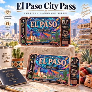 1 oz 999 Feinkupfer El Paso Stempelbarren 3D Hochrelief UV-farbig Proof-ähnlich Geschenk für Texas- und Borderland-Liebhaber - Product Image 1