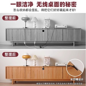 Zeyang Cherry Wood <b>Sideboard</b> <b>Storage</b> Cabinet 2.25m Solid Wood Nordic Modern Home Furniture - Product Image 4