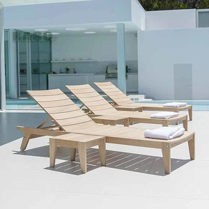 Chaise longue en bois pour piscine, chaise longue <span class=keywords><strong>de</strong></span> plage extérieure, lit <span class=keywords><strong>de</strong></span> patio en rotin, métal blanc, teck, aluminium, <span class=keywords><strong>jardin</strong></span>, chaise longue en bois - Product Image 5
