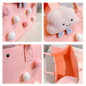 Cute <b>Easter</b> Party Handbags for Kids 6 Colors Empty Funny Felt <b>Easter</b> Baskets with Handle Gift <b>Bags</b> - Product Image 6