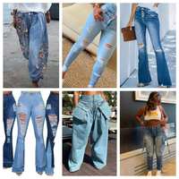 Jeans en denim à taille haute et jambes larges pour femmes, fabriqués directement par le fabricant, élégants, confortables, multifonctionnels et de haute qualité