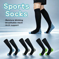 Chaussettes de football pour hommes en polyester avec logo personnalisé, respirantes, anti-humidité, soutien de la voûte plantaire, chaussettes de sport athlétiques