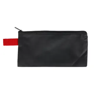 Borsa con cerniera in tela cosmetica da viaggio portatile da viaggio in poliestere nero personalizzato all'ingrosso