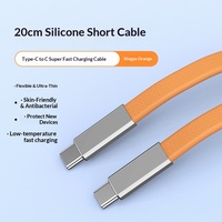 Câble plat en silicone ultra-flexible du fabricant d'origine, ligne courte de 20 cm, Type-C double port, câble de charge super rapide, résistant à la flexion