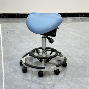 Sillón de Salón de Belleza de Acero Inoxidable Azul de Lujo con Base Dorada, Color Personalizable, Altura Ajustable, Giratorio 360 Grados, para Pedicura/Dental - Product Image 2