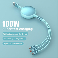 Câble de charge personnalisé 100W 3 en 1, câble de charge rapide rétractable portable pour tous les smartphones et utilisation multifonctionnelle avec logo