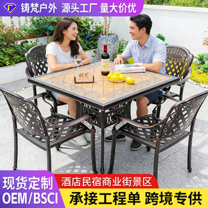 Cast <b>Aluminum</b> Garden Set 4 Seater Outdoor Patio <b>Table</b> Chairs Weather Resistant Traditional Style Foshan Made - Product Image 5