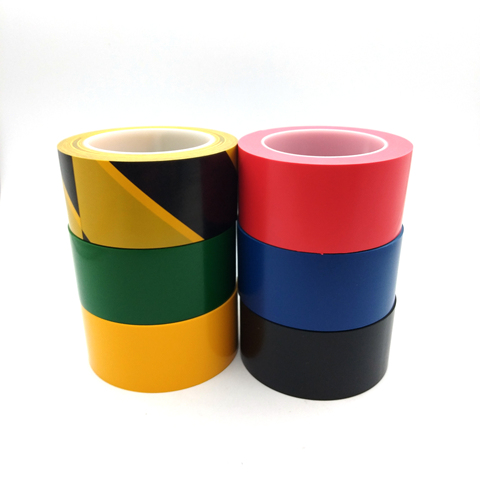Custom Ensure Safety Visibility Hazard Black Yellow Coloured Durable PVC Warning Barrier Tape Self Adhesive Road Floor Marking