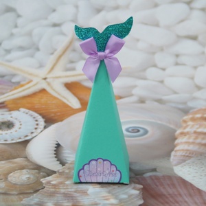 Wholesale Recyclable Rigid Mermaid Triangle Tower <b>Party</b> Candy Paperboard Matt Lamination Embossing UV Coating Print Handling - Product Image 3