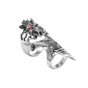 Venta caliente Hiphop Punk <span class=keywords><strong>Gothic</strong></span> <span class=keywords><strong>Rock</strong></span> Heavy Metal Dragon Skull Anillos para hombres - Product Image 5