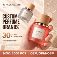 Flacon de parfum givré rouge 50 ml avec bouchon en bois, flacon de parfum en verre vide pour emballage de parfum personnalisé, vente en gros