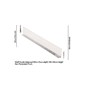 Separador de Estantes Fami Galvanizado, 507 mm de Largo, 75 mm de Profundidad, 100-125 mm de Altura, Frente Sin Perforaciones - Product Image 3