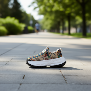 Chaussures décontractées pour hommes, style Dad Shoes, brodées, à semelle épaisse, à enfiler, multicolores, motif géométrique, tendance mode, en caoutchouc EVA - Product Image 2