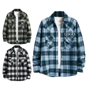 Factory Wholesale Custom Comfortable Plaid 100% Cotton Long Sleeve Casual Fleece Men Flannel Shirt