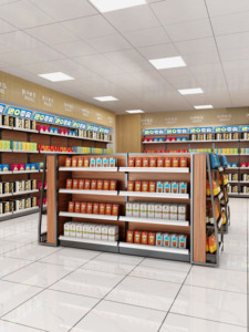 Ooden-Estantería para almacenamiento de licor, estantería con soporte para pan, diseño de supermercado mini mart - Product Image 3