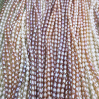 3A nouveau 100% perles d'eau douce naturelles en forme de riz pour bijoux bracelet à bricoler soi-même collier 6-7mm goutte perle brin 14''