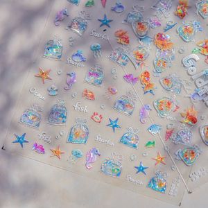 TSZS Summer Golden Fish Starfish Nail Art Sticker INS Colorful Sea Jellyfish Seahorse Self Adshive Nail Decals Nail al por mayor - Product Image 4