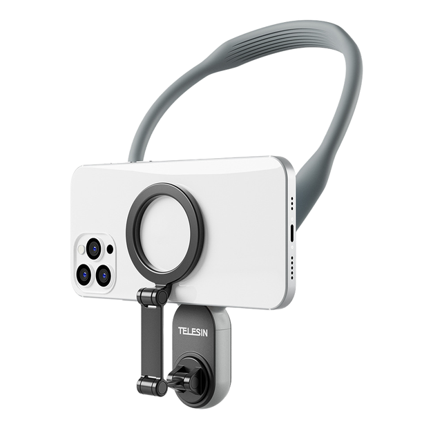 TELESIN Silicone Magnetic Neck Mount Hands-Free Smartphone Shooting Holder Phone Stand Accessories for for PC Alloy