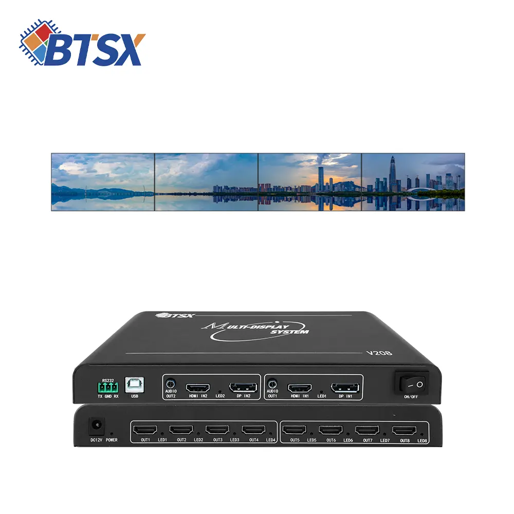 Bitaros sakelar Video 2X4 4K, pengontrol prosesor dinding Video TV HDMI 1X4 4x2 1X6 1X8