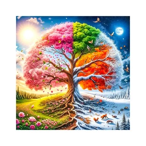 Kit de Pintura de Diamantes 5D con Paisaje Yin Yang de Cuatro Estaciones, Taladro Completo <span class=keywords><strong>AB</strong></span>, Arte de Gemas de Resina, Regalo de Navidad y Cumpleaños para Adultos - Product Image 5